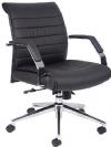 Boss Office Products B9446 Executive Mid Back Ribbed Chair, Executive mid back styling, Beautifully upholstered in black CaressoftPlus, Metal arms with padded armrests, Adjustable tilt tension control, Dimension 27.5 W x 30 D x 35 -38 H in, Fabric Type CaressoftPlus, Frame Color Chrome, Cushion Color Black, Seat Size 20"W X 19"D, Seat Height 18.5"-21.5"H, Arm Height 26"-29"H, Wt. Capacity (lbs) 250, Item Weight 42 lbs, UPC 751118944617 (B9446 B9446 B9446) 