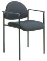 Boss Office Products B9501-BK Diamond Stacking W/Arm In Black, Contemporary style, Powder coated steel frames, Molded arm caps, Stackable for space saving storage space, Frame Color: Black, Cushion Color: Black, Arm Height 25.5"H, Seat Size: 18"W x 18"D, Seat Height: 18", Overall Size: 23.5"W x 23"D x 30.5"H, Weight Capacity: 250lbs, UPC 751118950113 (B9501BK B9501-BK B9501BK) 