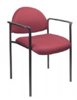 Boss Office Products B9501-BY Diamond Stacking W/Arm In Burgundy, Contemporary style, Powder coated steel frames, Molded arm caps, Stackable for space saving storage space, Frame Color: Black, Cushion Color: Burgundy, Arm Height 25.5"H, Seat Size: 18"W x 18"D, Seat Height: 18", Overall Size: 23.5"W x 23"D x 30.5"H, Weight Capacity: 250lbs, UPC 751118950144 (B9501BY B9501-BY B9501BY) 