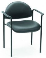 Boss Office Products B9501-CS Diamond Stacking W/Arm In Black Caressoft, Contemporary style, Powder coated steel frames, Molded arm caps, Stackable for space saving storage space, Frame Color: Black, Cushion Color: Black, Arm Height 25.5"H, Seat Size: 18"W x 18"D, Seat Height: 18", Overall Size: 23.5"W x 23"D x 30.5"H, Weight Capacity: 250lbs, UPC 751118950182 (B9501CS B9501-CS B9501CS) 