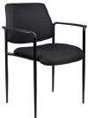 Boss Office Products B9503-BK Square Back Diamond Stacking W/Arm In Blue, Contemporary style, Powder coated steel frames, Molded arm caps, Tapered legs, Stackable for space saving storage space, Frame Color: Black, Cushion Color: Black, Arm Height 25.5"H, Seat Size: 18"W x 18"D, Seat Height: 18", Overall Size: 23.5"W x 23"D x 30.5"H, Weight Capacity: 250lbs, UPC 751118950311 (B9503BK B9503-BK B9503BK) 