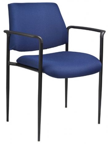 Boss Office Products B9503-BE Square Back Diamond Stacking W/Arm In Blue, Contemporary style, Powder coated steel frames, Molded arm caps, Stackable for space saving storage space, Frame Color: Black, Cushion Color: Blue, Arm Height 25.5