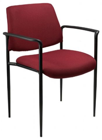 Boss Office Products B9503-BY Square Back Diamond Stacking W/Arm In Burgundy, Contemporary style, Powder coated steel frames, Molded arm caps, Stackable for space saving storage space, Frame Color: Black, Cushion Color: Burgundy, Arm Height 25.5
