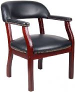 Boss Office Products B9540-BK Captain'S Chair In Black Vinyl, Classic traditional styling, Hand applied individual brass nail head trim, Traditional Mahogany wood finish, Sturdy hardwood frame, Dimension 24 W x 26 D x 31 H in, Frame Color Mahogany, Cushion Color Black, Seat Size 22" W x 21" D, Seat Height 18.5" H, Arm Height 25"H, Wt. Capacity (lbs) 250, Item Weight 29 lbs, UPC 751118954012 (B9540BK B9540-BK B9540-BK) 