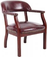 Boss Office Products B9540-BY Captain'S Chair In Burgundy Vinyl, Classic traditional styling, Hand applied individual brass nail head trim, Traditional Mahogany wood finish, Sturdy hardwood frame, Dimension 24 W x 26 D x 31 H in, Fabric Type Vinyl, Frame Color Mahogany, Cushion Color Burgundy, Seat Size 22" W x 21" D, Seat Height 18.5" H, Arm Height 25"H, Wt. Capacity (lbs) 250, Item Weight 29 lbs, UPC 751118954043 (B9540BY B9540-BY B9540-BY) 