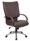 Boss Office Products B9701P-BB High Back Bomber Brown Leather Plus Chair With Chorme Base, Executive leather chair, Upholstered with Bomber Brown Leather Plus, LeatherPlus is leather that is polyurethane infused for added softness and durability, Dacron filled top cushions, Dimension 27 W x 27 D x 44-47.5 H in, Fabric Type LeatherPlus, Frame Color Pewter, Cushion Color Bomber Brown, Seat Size 21" W x20" D, Seat Height 20.5-24" H, Arm Height 27-31"H, UPC 751118970173 (B9701PBB B9701P-BB B9701P-BB 