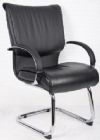 Boss Office Products B9707C Mid Back Black Leatherplus Executive Chair W/ Chrome Base & Arms & A Knee Tilt, Executive leather chair, Upholstered with Black Leather Plus, LeatherPlus is leather that is polyurethane infused for added softness and durability, Dacron filled top cushions, Dimension 27 W x 27 D x 39-42.5 H in, Fabric Type LeatherPlus, Frame Color Chrome, Cushion Color Black, Seat Size 20" W x 20" D, Seat Height 20.5-24" H, Arm Height 27-31"H, UPC 751118970746 (B9707C B9707C B9707C) 