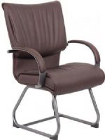 Boss Office Products B9709P-BB Mid Back Bomber Brown LeatherPlus Guest Chair, Executive leather chair, Upholstered with Bomber Brown Leather Plus, LeatherPlus is leather that is polyurethane infused for added softness and durability, Dacron Filled Cushions, Dimension 27 W x 27 D x 39.5 H in, Fabric Type LeatherPlus, Frame Color Pewter, Cushion Color Bomber Brown, Seat Size 20" W x 20" D, Seat Height 20.5" H, Arm Height 26.5"H, Wt Capacity (lb) 250, UPC 751118970173 (B9709PBB B9709P-BB B9709P-BB) 