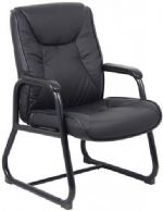 Boss Office Products B9839 Chairs@Work Guest Chair, Mid back guest chair, Steel back frame, Beautifully upholstered in Leatherplus, Leatherplus is leather and polyurethane for added softness and durability, Dimension 27.5 W x 24 D x 38 H in, Fabric Type LeatherPlus, Frame Color Black, Cushion Color Black, Seat Size 21"W X 19"D, Seat Height 17.5"H, Arm Height 24.5"H, Wt. Capacity (lbs) 250, Item Weight 38 lbs, UPC 751118983906 (B9839 B9839 B9839) 