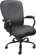 Boss Office Products B990-CP Heavy Duty Caressoftplus Chair - 350 Lbs, Big man's chair, 2 paddle spring tilt mechanism which can be locked in any position throughout the tilt range, Pneumatic gas lift seat height adjustment, 27" brushed metal five star base, Dimension 30.5 W x 27 D x 43-45.5 H in, Fabric Type CaressoftPlus, Frame Color Black, Cushion Color Black, Seat Size 24" W x 21" D, Seat Height 19-22" H, Arm Height 27-29.5"H, Wt. Capacity (lbs) 350, UPC 751118099089 (B990CP B990-CP B990-CP) 