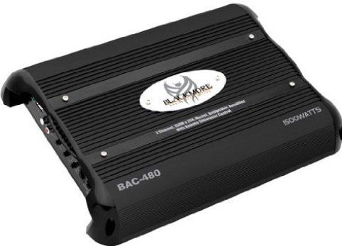 Blackmore BAC-480 Two Channel Amplifier, Maximum Power 1500 Watts, RMS Power 300W x 1 at 0.01% THD, 4 OHMS, Variable Low Pass Crossover, Variable Bass Boost Control, Remote Subwoofer Level Control, Chrome Plated RCA Inputs, Variable Gain Control, LED Power and Protection Indicators (BAC480 BAC-480 BAC 480)
