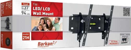 Barkan 21H Tilt LED/LCD/Plasma Wall Mount, Black, Compatible to Ultra Slim screens up to 37