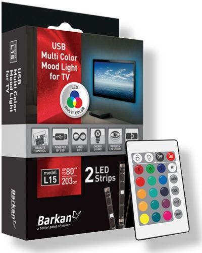 Barkan L15 USB Multi Color Mood Light for TV; For TV Up to 80