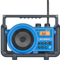 Sangean BB-100 BlueBox FM/AM/Bluetooth/Aux-in Ultra Rugged Digital Tuning Receiver, Large Backlit LCD Display, 10 Memory Preset Stations (5 FM, 5 AM), Rechargeable with Charging LED Indicator, Rain Resistant to JIS4 Standard, Dust Resistant, Shock Resistant, Built-in Bluetooth Technology Version 4.1 Class II Wireless Audio Streaming, UPC 729288029922 (BB100 BB 100)  