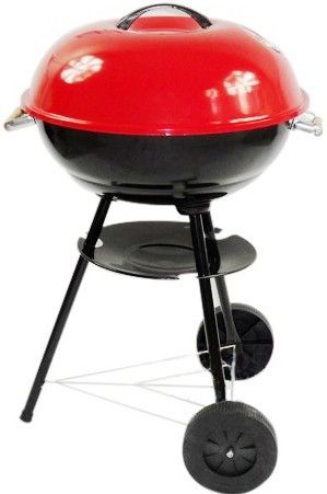 Brentwood BB-17 Barbeque Grill, Red/Black, Easy-slide vents for better temperature control and allows you to barbecue or grill meats from rare to medium as desired, Heat-resistant handle ensures a safe grip, Ash catcher for easy maintenance, 2 wheels, Metal construction, Dimension (LxWxH) 17 inches, Weight 8.5 lbs., UPC 181225000034 (BB17 BB 17) 