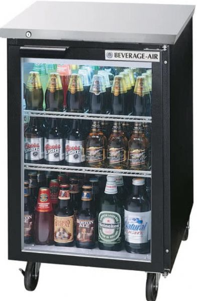 Beverage Air BB24HC-1-FG-B  Black Food Rated Glass Door Back Bar Cooler - 24