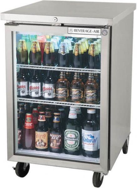Beverage Air BB24HC-1-FG-S  Stainless Steel Food Rated Glass Door Back Bar Cooler - 24