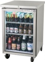 Beverage Air BB24HC-1-G-S Back Bar Refrigerator with 1 Glass Door - 24" - Stainless Steel, 7.8 cu. ft. Capacity, Swing Door, Glass Door, 3 Number of Shelves, 1 Number of Doors, 1 Number of Kegs, 1 Phase, 4 Amps, 60 Hertz, 1/5 HP Horsepower, Standard Nominal Depth, Counter Height Top, Rear Mounted Compressor Location, Can hold up to 140- 12 oz. bottles, 180 - 12 oz. cans, or 110 -  long neck bottles (BB24HC-1-G-S BB24HC 1 G S BB24HC1GS) 