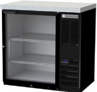 Beverage Air BB36HC-1-G-B-27 Black Glass Door Back Bar Refrigerator with 2" Stainless Steel Top - 36", 8.8 cu. ft. Capacity, 5 Amps, 1/5 HP Horsepower, 1 Phase, 1 Number of Doors, 1 Number of Kegs, 2 Number of Shelves, 115 Voltage, Counter Height Top, Narrow Nominal Depth, Side Mounted Compressor Location, Swing Door Style, Glass Door, LED lighting, 1/5 hp compressor, Durable black steel exterior, 24.25" W x 20" D x 29.50" H Interior Dimensions (BB36HC-1-G-B-27 BB36HC 1 G B 27 BB36HC1GB27) 