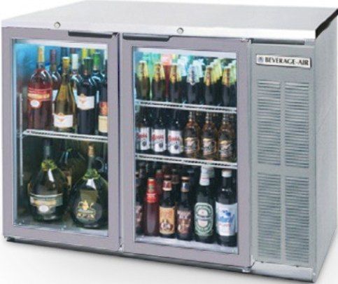 Beverage Air BB48GY-1-S-27 Stainless Steel Back Bar Refrigerator with 2 Glass Doors and Stainless Steel Top, 48