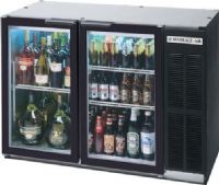 Beverage Air BB68HC-1-FG-B Refrigerated Food Rated Back Bar Storage Cabinet, 69"W, Two section, 69" W, 37.25" H, 25.93 cu. ft., 2 glass doors, Snap-in door gasket, 4 epoxy coated steel shelves, 3 - 1/2 barrel kegs, LED interior lighting with manual on/off switch, black or stainless steel exterior finish, Stainless steel top, Left-mounted self-contained refrigeration, R290 Hydrocarbon refrigerant, 1/3 HP, UL (BB68HC-1-FG-B BB68HC 1 FG B BB68HC1FGB) 