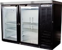 Beverage Air BB48HC-1-FG-B-27 Back Bar Refrigerator with Black Exterior - 48", 12.1 cu. ft. Capacity, 5 Amps, 1/4 HP Horsepower, 1 Phase, 2 Number of Doors, 2 Number of Kegs, 4 Number of Shelves, 60 Hertz, 115 Voltage, 30° - 45° Temperature Range, 36" W x 18.50" D x 29.50" H Interior Dimensions, Food rated, LED lighting, Counter Height Top, Narrow Nominal Depth, Side Mounted Compressor Location (BB48HC-1-FG-B-27 BB48HC 1 FG B 27 BB48HC1FGB27) 