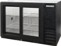 Beverage Air BB48HC-1-F-GS-B-27 Black Refrigerated Food Rated Back Bar Storage Cabinet, 48"W - with 2" Thick Top, Two section, 48" W, 36" H, 12.4 cu. ft., Door locks standard, Snap-in door gasket, 4 epoxy coated steel shelves, 2 1/2 barrel kegs, 2 locking sliding glass doors, black or stainless exterior finish, 2" stainless steel top, R290 Hydrocarbon refrigerant, 1/4 HP, Right-mounted self-contained refrigeration (BB48HC-1-F-GS-B-27 BB48HC 1 F GS B 27 BB48HC1FGSB27) 