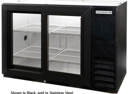 Beverage Air BB48HC-1-F-GS-S Back Bar Refrigerator with Stainless Steel Exterior and 2 Sliding Glass Doors - 48
