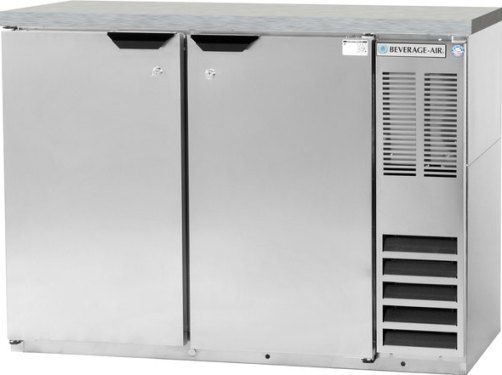 Beverage Air BB48HC-1-F-S-27 Back Bar Refrigerator with Stainless Steel Exterior, 2 Solid Doors, and Stainless Steel Top - 48