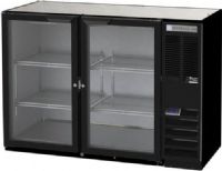 Beverage Air BB48HC-1-G-B Back Bar Refrigerator, 2 Doors, 48"W Size, 2 kegs Yield, 120 six-packs Capacity, 120V Voltage, Full electronic control, Self-closing door, LED lighting, Field reversible doors, Designed to maintain 38° F, Galvanized sub-top standard, Heavy duty stainless steel floor, Stay-open feature & lock standard, Two (2) epoxy coated shelves per section, standard, Black steel Exterior (BB48HC-1-G-B BB48HC 1 G B BB48HC1GB) 