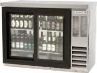 Beverage Air BB48HC-1-G-PT-S-27 Stainless Steel Glass Door Pass-Through Back Bar Refrigerator with 2" Stainless Steel Top - 48", 12.1 cu. ft. Capacity, 5 Ampss, 60 Hertz, 1 Phase, 1/4 HP Horsepower, 4 Number of Doors, 2 Number of Kegs, 4 Number of Shelves, 115 Voltage, Side Mounted Compressor Location, Counter Height Top, Swing Door Style, Glass Door, LED Lighting Features, Narrow Nominal Depth  (BB48HC-1-G-PT-S-27 BB48HC 1 G PT S 27 BB48HC1GPTS27) 