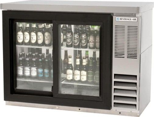 Beverage Air BB48HC-1-G-PT-S-27 Stainless Steel Glass Door Pass-Through Back Bar Refrigerator with 2