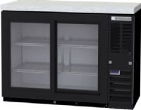 Beverage Air BB48HC-1-GS-B-27 Black Back Bar Refrigerator with Sliding Glass Doors and Stainless Steel Top - 115V - 48", 12.1 cu. ft. Capacity, 1/4 HP Horsepower, 5 Amps, 60 Hertz, 1 Phase, 115 Voltage, 2 Number of Doors, 2 Number of Kegs, 4 Number of Shelves, 35° - 40° Temperature Range, 36" W x 18.50" D x 29.50" H Interior Dimensions, Counter Height Top, Side Mounted Compressor Location (BB48HC-1-GS-B-27 BB48HC 1 GS B 27 BB48HC1GSB27) 