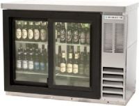 Beverage Air BB48HC-1-GS-F-PT-S-27 Refrigerated Pass-Thru Food Rated Back Bar Storage Cabinet, 48"W, Two section, 48" W, 36" H, 13.6 cu. ft., 4 locking sliding glass doors, 4 epoxy coated steel shelves, 2 - 1/2 barrel keg, LED interior lighting with manual on/off switch, 2" stainless steel top, R290 Hydrocarbon refrigerant, 1/3 HP, Right-mounted self-contained refrigeration, Black Exterior Finish (BB48HC1GSFPTS27 BB48HC-1-GS-F-PT-S-27 BB48HC 1 GS F PT S 27) 