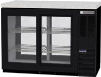Beverage Air BB48HC-1-GS-PT-B-27 Black Pass-Through Back Bar Refrigerator with Sliding Glass Doors and Stainless Steel Top - 48", 12.1 cu. ft. Capacity, 5 Amps, 60 Hertz, 1 Phase, 115 Voltage, 1/4 HP Horsepower, 4 Number of Doors, 2 Number of Kegs, 4 Number of Shelves, 35° - 40° Temperature Range, 36" W x 18.50" D x 29.50" H Interior Dimensions, Counter Height Top, Side Mounted Compressor Location (BB48HC-1-GS-PT-B-27 BB48HC 1 GS PT B 27 BB48HC1GSPTB27) 