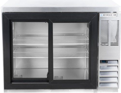 Beverage Air BB48HC-1-GS-S-27 Stainless Steel Back Bar Refrigerator with Sliding Glass Doors and Stainless Steel Top - 115V - 48