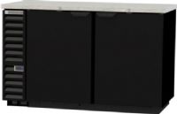 Beverage Air BB58HC-1-F-B Refrigerated Food Rated Back Bar Storage Cabinet - 59", Two section, 59" W, 37.25" H, 21.86 cu. ft., 2 solid doors, Snap-in door gasket, 4 epoxy coated steel shelves, 2 - 1/2 barrel kegs, LED interior lighting with manual on/off switch, Stainless steel top, R290 Hydrocarbon refrigerant, 1/4 HP, UL, Stainless steel interior with radius corners, NSF Standard 7 for open food container, Black Exterior Finish (BB58HC-1-F-B BB58HC 1 F B BB58HC1FB) 