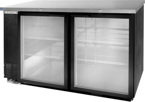 Beverage Air BB58HC-1-FG-B Black Food Rated Glass Door Back Bar Cooler with Two Doors - 59