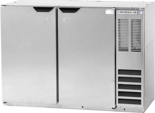 Beverage Air BB68HC-1-F-S Stainless Steel Food Rated Solid Door Back Bar Cooler with Two Doors - 68