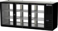 Beverage Air BB72HC-1-F-G-PT-B Refrigerated Open Food Rated Back Bar Pass-Thru Storage Cabinet, 72"W, Three section, 72" W, 34" H, 22.1 cu. ft., 6 glass doors, 6 epoxy coated steel shelves, 3 1/2 barrel kegs, LED interior lighting with manual on/off switch, black or stainless steel exterior finish, Galvanized top, Right-mounted self-contained refrigeration, R290 Hydrocarbon refrigerant, 1/3 HP, Black Exterior finish (BB72HC-1-F-G-PT-B BB72HC 1 F G PT B BB72HC1FGPTB) 