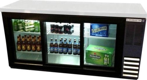 Beverage Air BB72HC-1-F-GS-B-27 Black Food Rated Pass-Through Sliding Glass Door Back Bar Refrigerator with 2