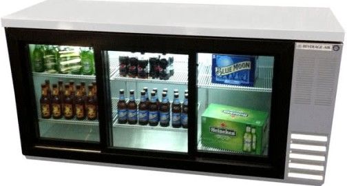 Beverage Air BB72HC-1-F-GS-S-27 Stainless Steel Food Rated Pass-Through Sliding Glass Door Back Bar Refrigerator with 2