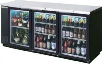 Beverage Air BB72HC-1-F-PT-B-27 Refrigerated Open Food Rated Back Bar Pass-Thru Storage Cabinet, 72"W, Three section, 72" W, 36" H, 6 solid doors, 6 epoxy coated steel shelves, 3 1/2 barrel kegs, LED interior lighting with manual on/off switch, 2" stainless steel top, Right-mounted self-contained refrigeration, R290 Hydrocarbon refrigerant 1/4 HP, UL, Black Exterior Finish (BB72HC-1-F-PT-B-27 BB72HC 1 F PT B 27 BB72HC1FPTB27) 