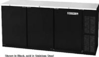 Beverage Air BB72HC-1-F-S Refrigerated Food Rated Back Bar Storage Cabinet, 72"W, Three section, 72" W, 34" H, 19.92 cu. ft., 3 solid doors, Snap-in door gasket, 6 epoxy coated steel shelves, 3 1/2 barrel kegs, LED interior lighting with manual on/off switch, Galvanized top, Right-mounted self-contained refrigeration, R290 Hydrocarbon refrigerant, 1/3 HP, Stainless Steel  Exterior Finish (BB72HC-1-F-S BB72HC 1 F S BB72HC1FS) 