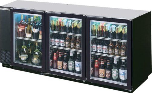 Beverage Air BB72HC-1-G-PT-B Black Glass Door Pass-Through Back Bar Refrigerator - 72