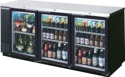 Beverage Air BB72HC-1-G-PT-B-27 Black Glass Door Pass-Through Back Bar Refrigerator with 2
