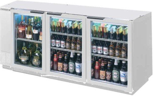 Beverage Air BB72HC-1-G-PT-S Stainless Steel Glass Door Pass-Through Back Bar Refrigerator - 72