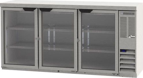 Beverage Air BB72HC-1-G-S-27 Back Bar Refrigerator with 3 Glass Doors and Stainless Steel Top - 72