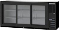 Beverage Air BB72HC-1-GS-B Black Sliding Glass Door Back Bar Refrigerator - 72", 19.4 cu. ft. Capacity, 5 Amps, 60 Hertz, 1 Phase, 115 Voltage, 1/4 HP Horsepower, 3 Number of Doors, 3 Number of Kegs, 6 Number of Shelves, 60" W x 18.50" D x 29.50" H Interior Dimensions, 30° - 45° Degrees F Temperature Range, Below Counter Top, Side Mounted Compressor Location, Can hold up to 480 - 12 oz. bottles, 540 - 12 oz. cans, or 505 long neck bottles (BB72HC-1-GS-B BB72HC 1 GS B BB72HC1GSB) 