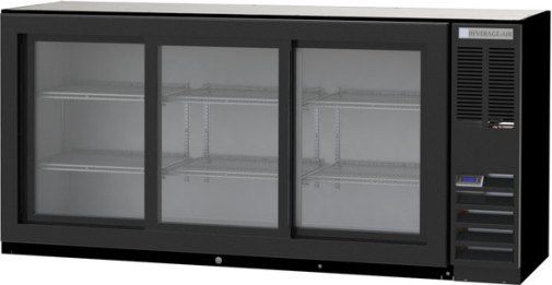 Beverage Air BB72HC-1-GS-B Black Sliding Glass Door Back Bar Refrigerator - 72